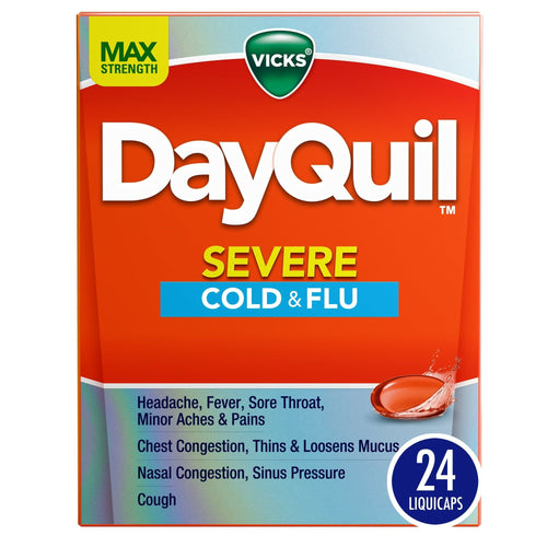 Vicks DayQuil Severe Liquicaps, Cough, Cold and Flu Relief, over-the-counter Medicine, 24 Ct EasyOptionXY LLC