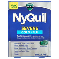 Vicks NyQuil Severe Liquicaps, Nighttime Cold, Cough & Flu Relief, over-The-Counter Medicine, 24 Ct LiquiCaps EasyOptionXY LLC