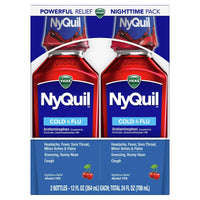 Vicks NyQuil Nighttime Cold, Cough & Flu Liquid Medicine, Over-the-Counter Medicine, Cherry, 2x12 Oz EasyOptionXY LLC