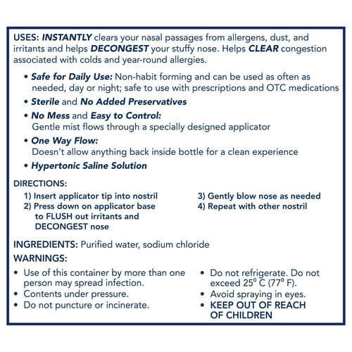 Vicks Sinex Saline Ultra Fine Nasal Mist Spray for Sinus Relief, Drug Free, 5 oz Unisex EasyOptionXY LLC