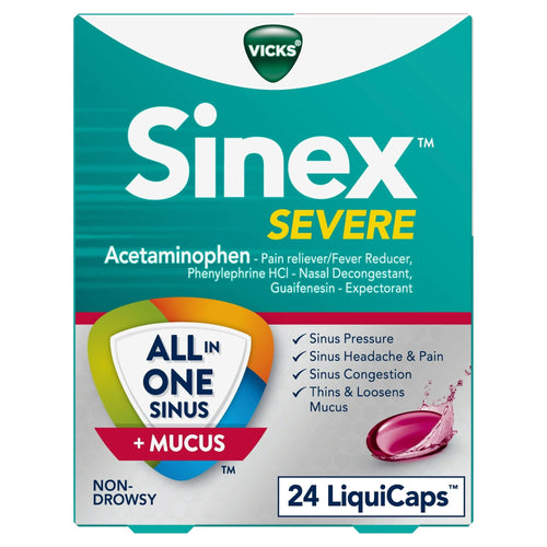 Vicks Sinex Severe LiquiCaps, Non-Drowsy Mucus +Sinus Relief, Over-the-Counter Medicine, 24 Ct EasyOptionXY LLC