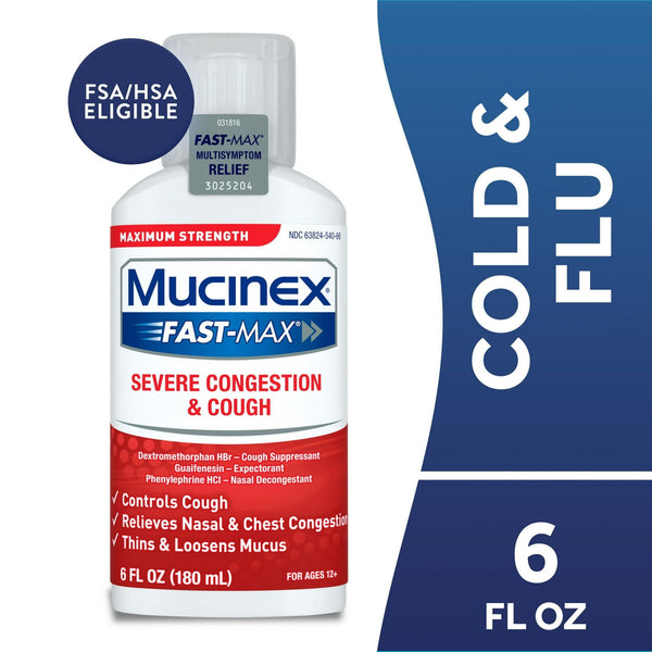 Mucinex Fast-Max Severe Congestion & Cough Medicine, OTC Sinus/Nasal Decongestant, Expectorant, 6 fl oz EasyOptionXY LLC