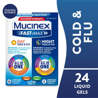 Mucinex Fast-Max Day Cold & Flu & Night Cold & Flu Medicine, OTC Cough Relief, 24 Liquid Gels EasyOptionXY LLC