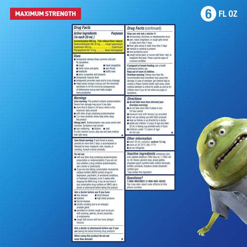 Mucinex Fast-Max Cold, Flu, & Sore Throat Relief Medicine, OTC Cough Suppressant, Expectorant, 6 fl oz EasyOptionXY LLC