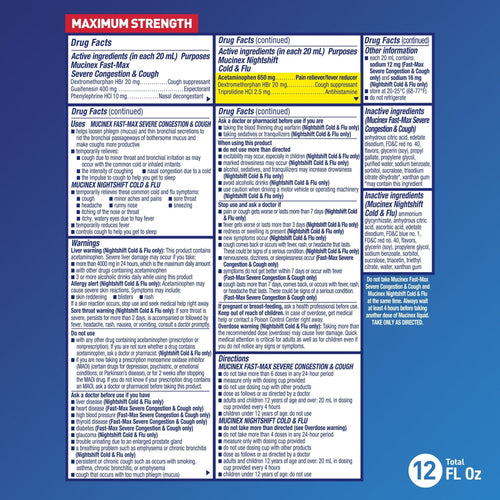 Mucinex Fast-Max Severe Congestion & Cough & Nightshift Cold & Flu Medicine, OTC Combo Pack, 2x6 fl oz EasyOptionXY LLC