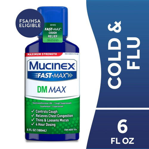 Mucinex Fast-Max DM Max Strength Expectorant & Cough Medicine, Excess Mucus Relief, FSA/HSA, 6 fl oz EasyOptionXY LLC