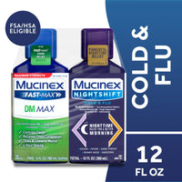Mucinex Fast-Max DM Max & Nightshift Cold and Flu Medicine, OTC Day/Night Cough Medicine, 2x6 fl oz EasyOptionXY LLC
