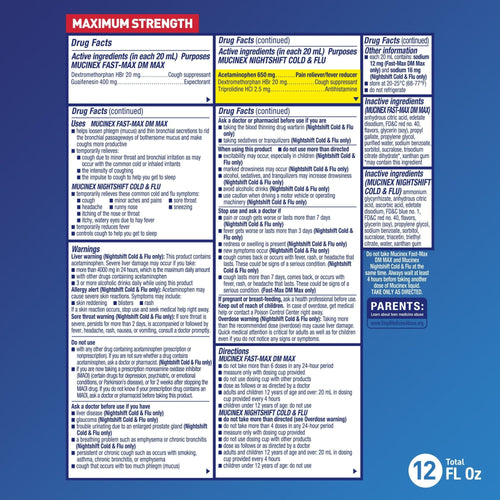 Mucinex Fast-Max DM Max & Nightshift Cold and Flu Medicine, OTC Day/Night Cough Medicine, 2x6 fl oz EasyOptionXY LLC