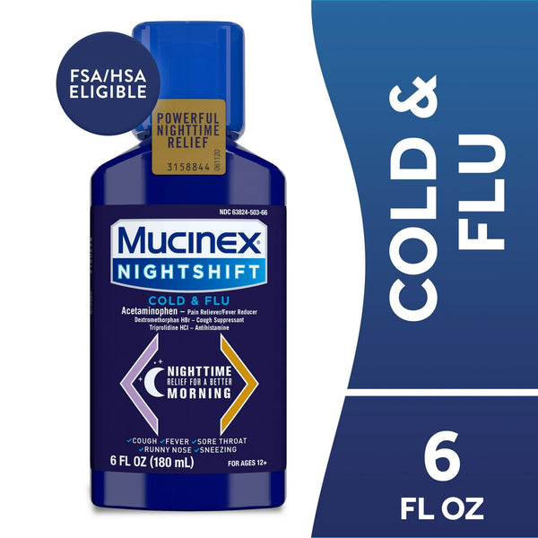 Mucinex Nightshift Cold and Flu Medicine, Fever Reducer, OTC Nighttime Cough Relief, 6 fl oz EasyOptionXY LLC