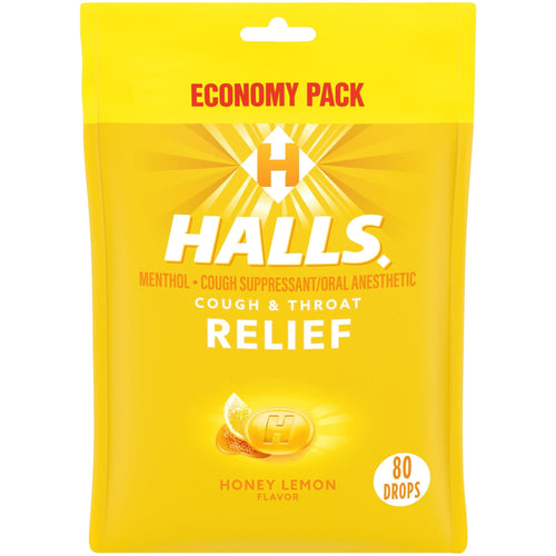 HALLS Relief Honey Lemon Cough Drops, Economy Pack, 80 Drops EasyOptionXY LLC
