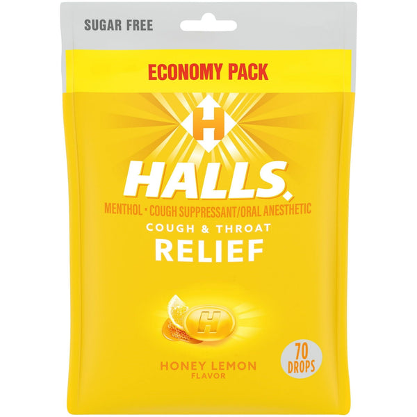 HALLS Relief Honey Lemon Sugar Free Cough Drops, Economy Pack, 70 Drops EasyOptionXY LLC