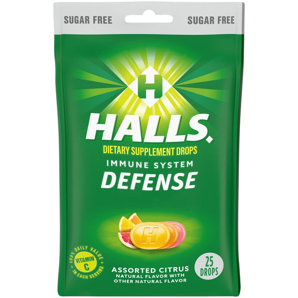 HALLS Defense Assorted Citrus Sugar Free Vitamin C Drops, 25 Drops EasyOptionXY LLC