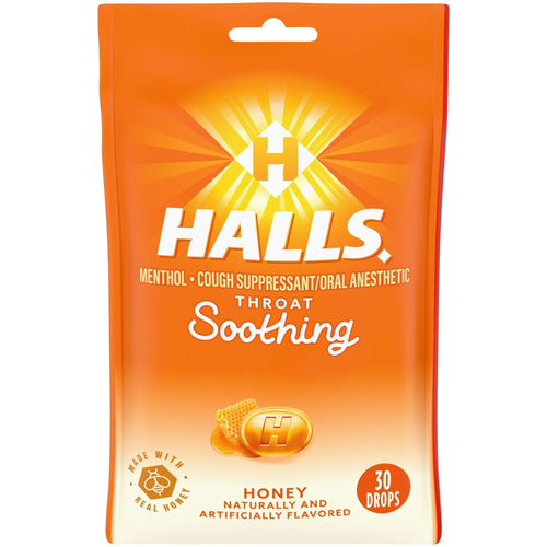 HALLS Throat Soothing Honey Cough Drops, 30 Drops EasyOptionXY LLC