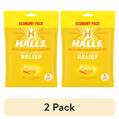 (2 pack) HALLS Relief Honey Lemon Cough Drops, Economy Pack, 80 Drops EasyOptionXY LLC
