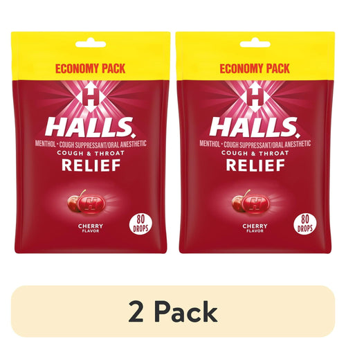 (2 pack) HALLS Relief Cherry Cough Drops, Economy Pack, 80 Drops EasyOptionXY LLC