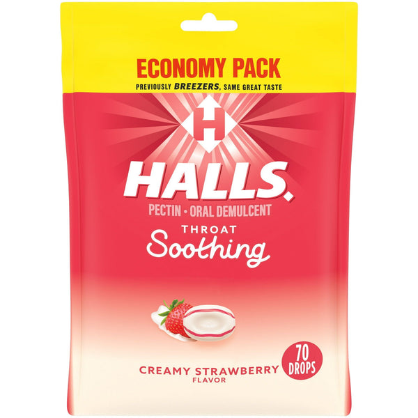 HALLS Throat Soothing Creamy Strawberry Throat Drops, Economy Pack, 70 Drops EasyOptionXY LLC