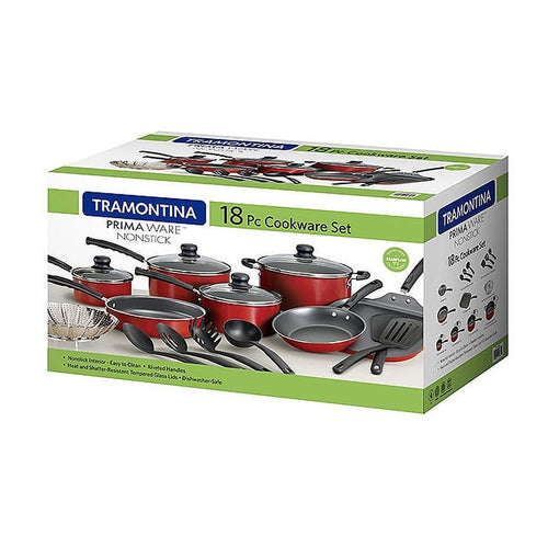 Tramontina Primaware 18 Piece Non-stick Cookware Set, Red EasyOptionXY LLC