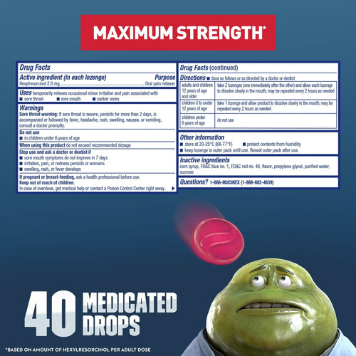 Mucinex Instasoothe Sore Throat Lozenges, FSA/HSA, Elderberry & Cherry Flavor, 40 Medicated Throat Drops EasyOptionXY LLC