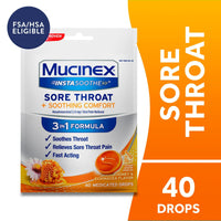 Mucinex Instasoothe Sore Throat Lozenges, FSA, Honey & Echinacea Flavor, 40 Medicated Throat Drops EasyOptionXY LLC