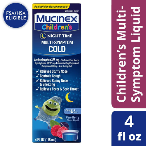Mucinex Children's Night Time Cold Medicine, Multi-Symptom Relief, Mixed Berry, 4 fl oz EasyOptionXY LLC