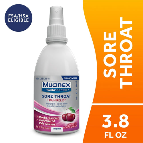 Mucinex? InstaSoothe Sore Throat + Pain Relief Sore Throat Spray. Powerful sore throat relief with soothing cherry flavor. EasyOptionXY LLC