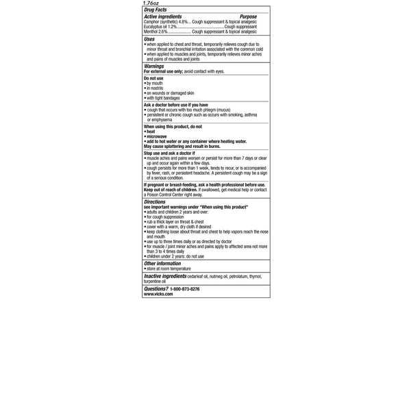 Vicks Vaporub Cough Suppressant Chest Rub Ointment, 1.76 oz EasyOptionXY LLC