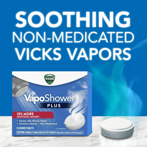 Vicks Vapo Shower Plus Tablets, Non-Medicated Eucalyptus Steamer Tablets for Sinus Relief, 12 Ct EasyOptionXY LLC