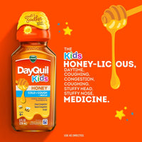 Vicks Kids DayQuil Honey Cold & Cough + Mucus Relief Liquid, over-the-counter, 8 fl oz EasyOptionXY LLC