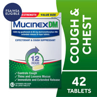 Mucinex DM 12 Hour Max Strength Expectorant & Cough Medicine, Excess Mucus Relief, FSA, 42 Tablets EasyOptionXY LLC