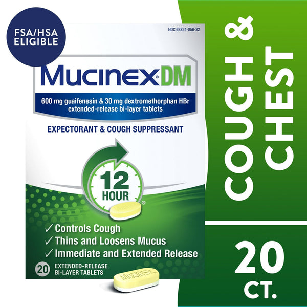 Mucinex DM 12 Hour Expectorant & Cough Medicine, Excess Mucus Relief & Cough Suppressant, 20 Tablets EasyOptionXY LLC