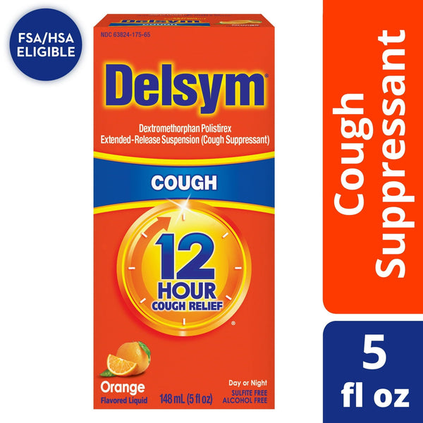 Delsym Adult 12 hour Cough Relief Medicine, Powerful Cough Relief for 12 Good Hours, Cough Suppressing Liquid, #1 Pharmacist Recommended, Orange Flavor, 5 Fl Oz EasyOptionXY LLC