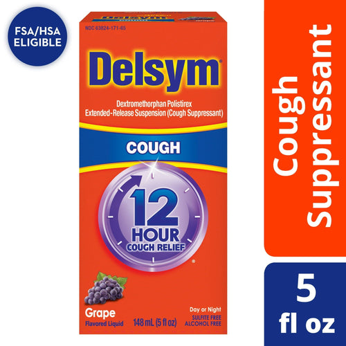 Delsym Adult 12 hour Cough Relief Medicine, Powerful Cough Relief for 12 Good Hours, Cough Suppressing Liquid, #1 Pharmacist Recommended, Grape Flavor, 5 Fl Oz EasyOptionXY LLC