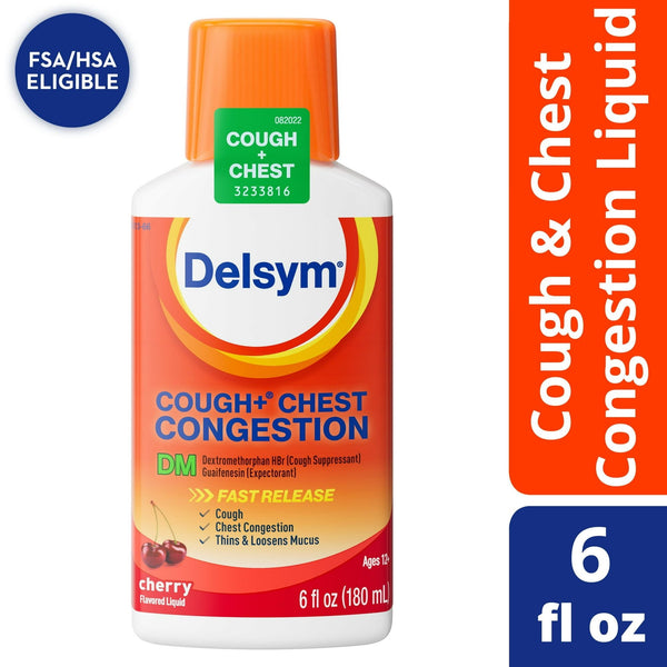 Delsym Max Strength DM Cough + Chest Congestion Medicine, Powerful Multi-Symptom Relief, #1 Pharmacist Recommended, Cherry Flavor, 6 Fl Oz EasyOptionXY LLC