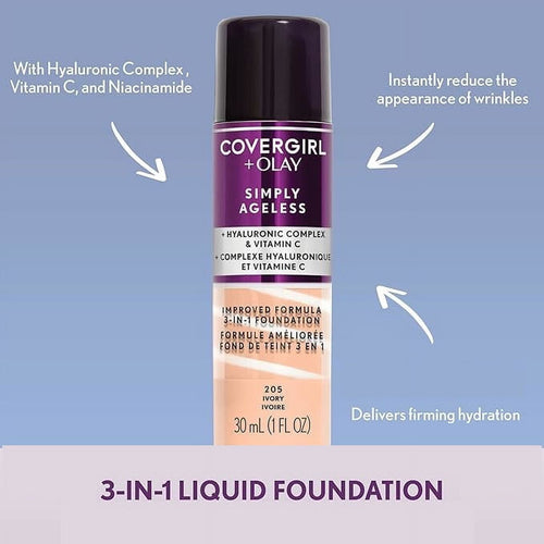 COVERGIRL + OLAY Simply Ageless 3-in-1 Liquid Foundation, 220 Creamy Natural, 1 fl oz EasyOptionXY LLC