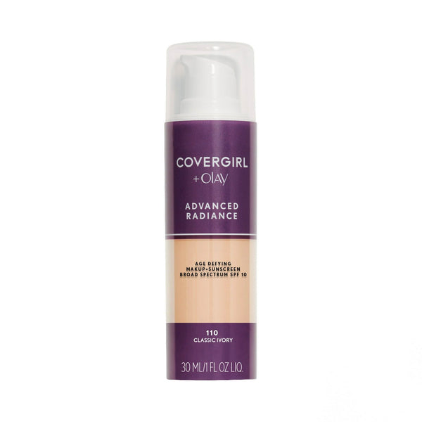 COVERGIRL Advanced Radiance Age-Defying Liquid Foundation, 110 Classic Ivory, 1 fl oz, Anti-Aging Foundation, Foundation for Wrinkles, Cruelty-Free Foundation, Age-Defying Formula, Buildable Coverage EasyOptionXY LLC