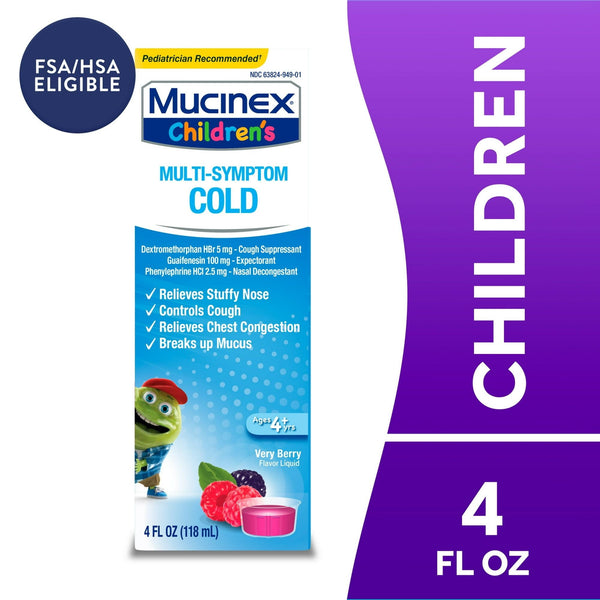 Mucinex Children's Cold & Cough Medicine, Expectorant for Kids, Very Berry Flavor Liquid, 4 fl oz EasyOptionXY LLC