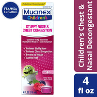 Mucinex Children's Stuffy Nose & Chest Congestion Relief, Kids Medicine, Very Berry Flavor, 4 fl oz EasyOptionXY LLC