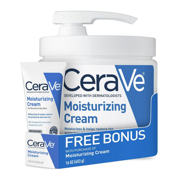 CeraVe Moisturizing Cream Bundle, 16 oz Pump Jar & 1.89 oz Travel size for Normal to Very Dry Skin EasyOptionXY LLC