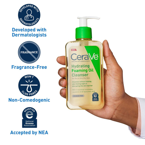 CeraVe Hydrating Foaming Oil Facial Cleanser, Dry Skin Face Wash with Hyaluronic Acid, 12 fl oz EasyOptionXY LLC