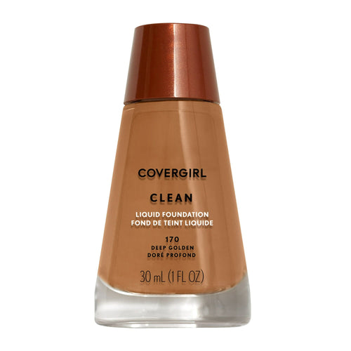 COVERGIRL Clean Liquid Foundation, 170 Deep Golden, 1 fl oz, Liquid Foundation, Moisturizing Foundation, Lightweight Foundation, Cruelty-Free Foundation, Unscented Foundation EasyOptionXY LLC