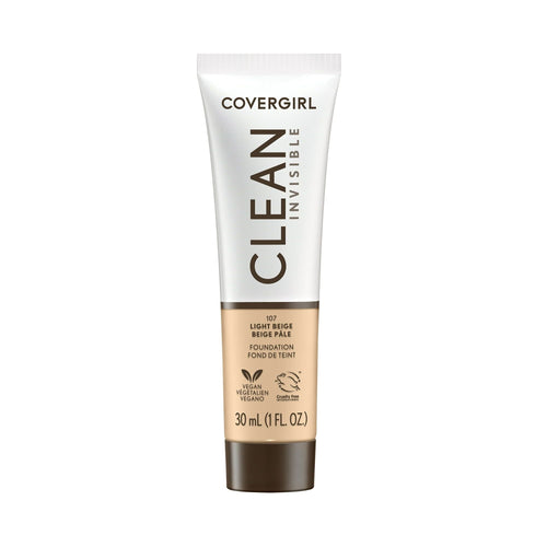 COVERGIRL Clean Invisible Liquid Foundation, 107 Light Beige, 1.0 fl oz EasyOptionXY LLC