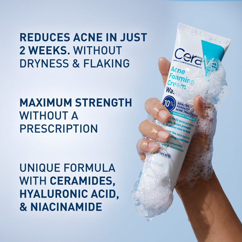 CeraVe Acne Foaming Cream Wash with 10% Benzoyl Peroxide for Face & Body, 5 oz EasyOptionXY LLC