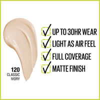 Maybelline Super Stay Liquid Foundation Makeup, Full Coverage, 120 Classic Ivory, 1 fl oz EasyOptionXY LLC
