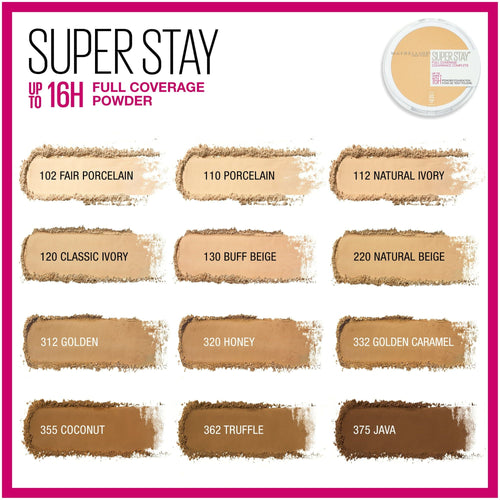Maybelline Super Stay Powder Foundation Makeup, Full Coverage, 110 Porcelain, 0.21 oz EasyOptionXY LLC