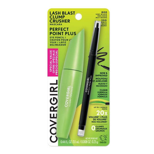 COVERGIRL Lash Blast Clump Crusher Mascara + Perfect Point Plus Eyeliner Pencil Value Pack, 800 Very Black + Black Onyx EasyOptionXY LLC