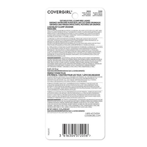 COVERGIRL Lash Blast Clump Crusher Mascara + Perfect Point Plus Eyeliner Pencil Value Pack, 800 Very Black + Black Onyx EasyOptionXY LLC