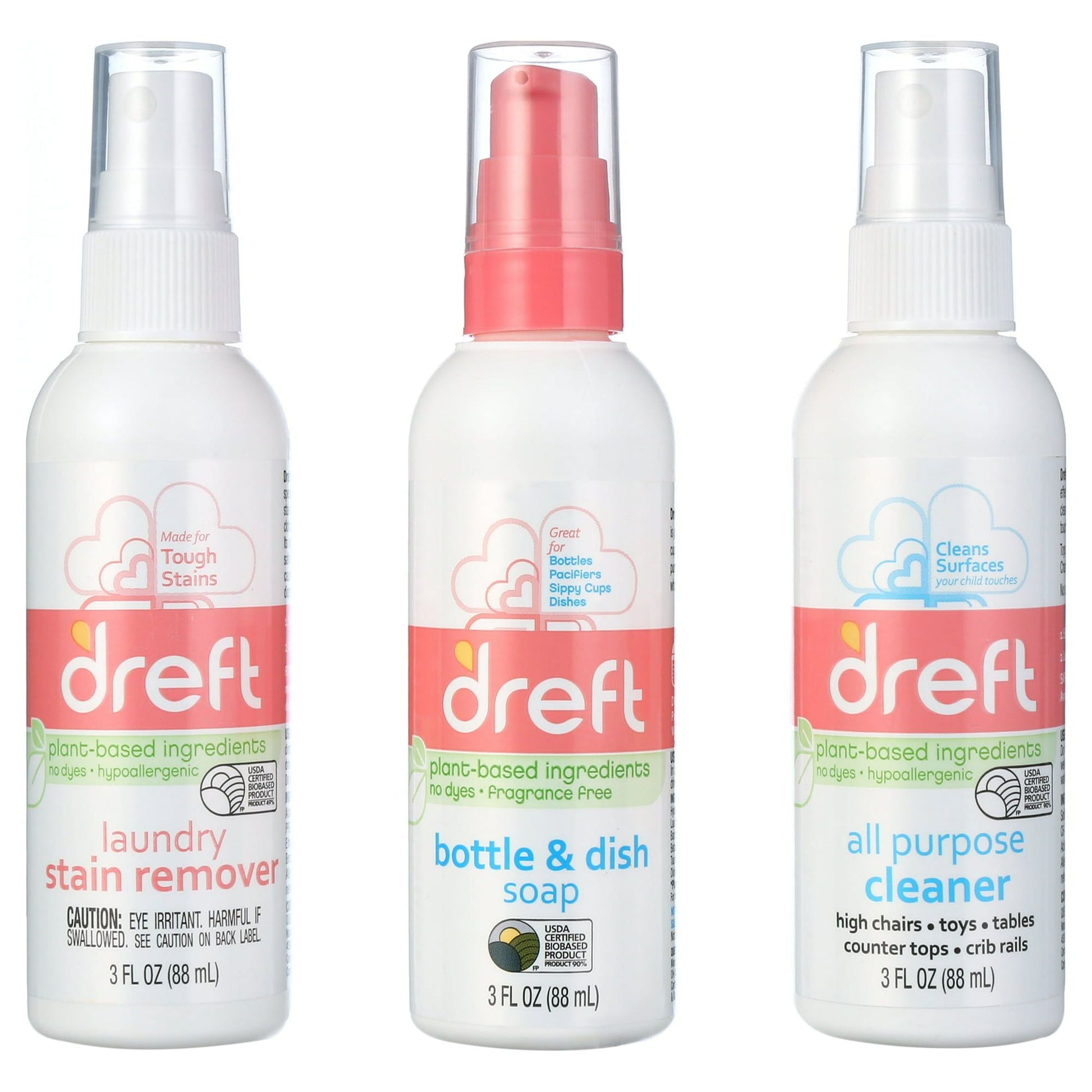 Dreft Diaper Bag To Go Kit Baby Essentials Gift Set with Laundry Stain Remover, Bottle Soap, and Surface Cleaner, Travel Size, 3 Pieces EasyOptionXY LLC