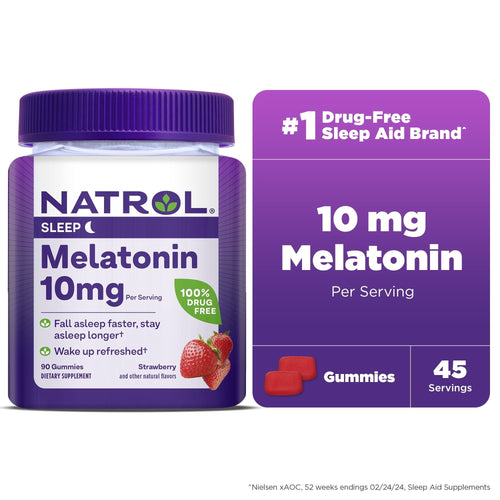 Natrol? Melatonin Gummies, Sleep Support for Adults, Strawberry Flavor, 10mg, 90 Count EasyOptionXY LLC