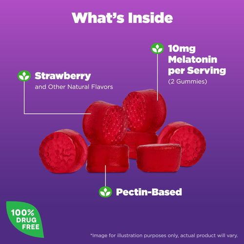 Natrol? Melatonin Gummies, Sleep Support for Adults, Strawberry Flavor, 10mg, 90 Count EasyOptionXY LLC