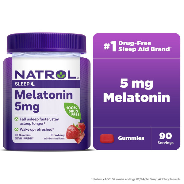 Natrol? Melatonin Gummies, Sleep Support for Adults, Strawberry Flavor, 5mg, 90 Count EasyOptionXY LLC